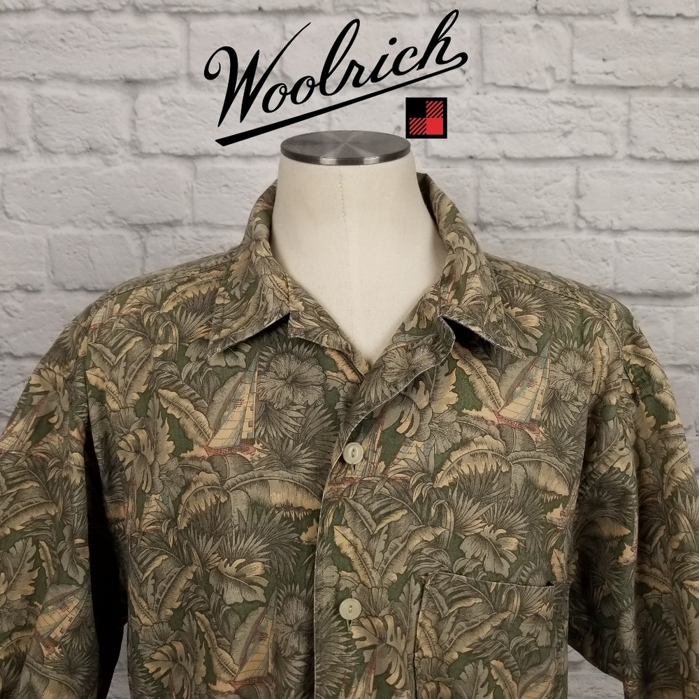 Woolrich Hawaiian Print Camp Shirt Sz L